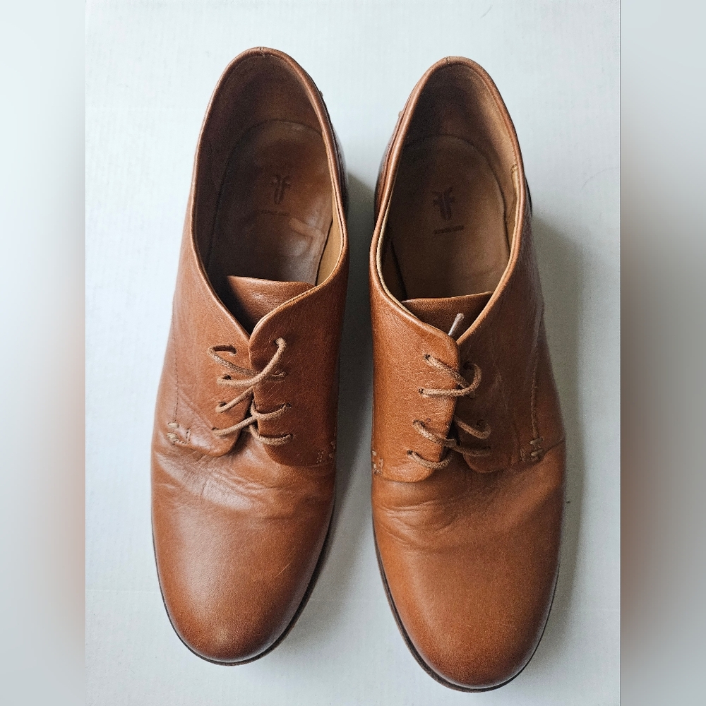 Frye Tan Leather Lace-Up Booties